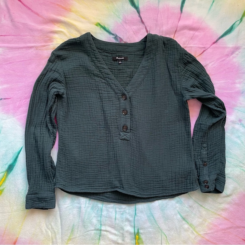 Madewell Lightspun Evert Top - Midnight Green | Size S